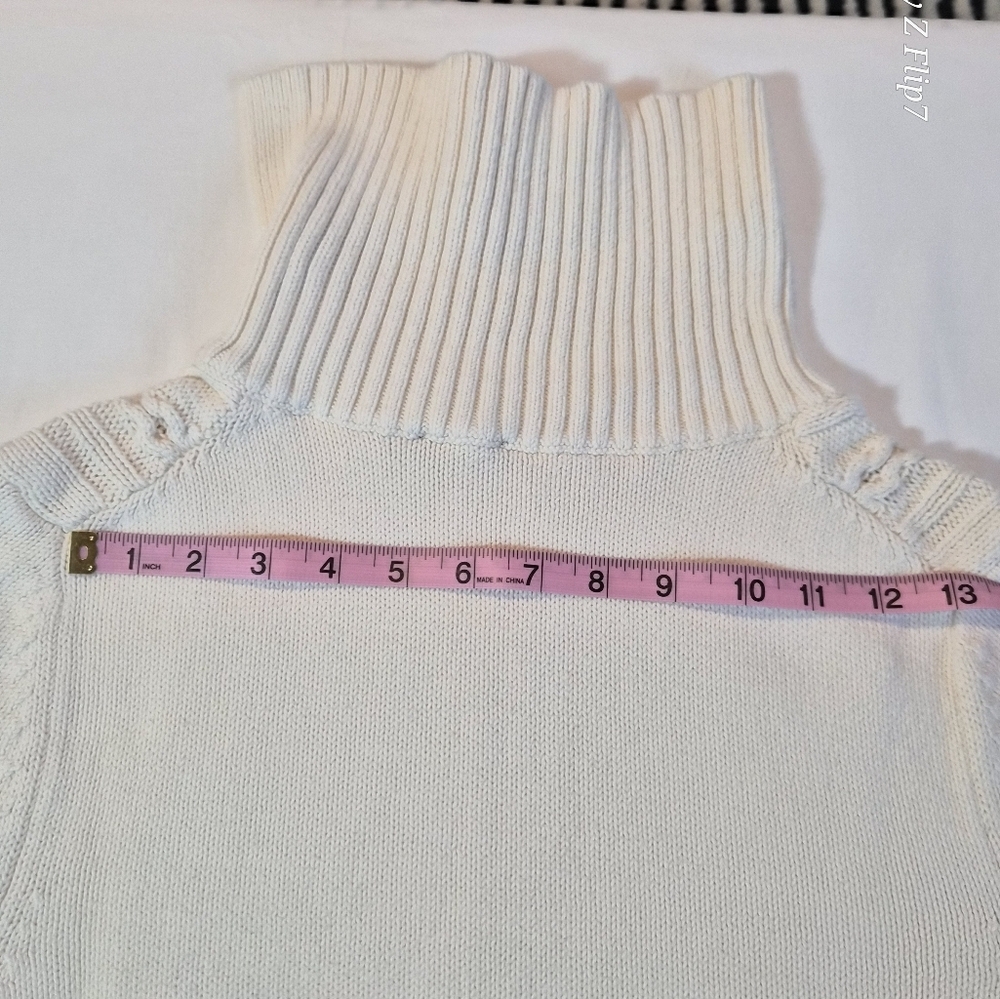 Talbot's Cream Cable Knit Turtleneck Sweater 100% Cotton - Picture 3 of 8
